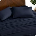 thumbnail image 4 of Bare Home Bamboo Sheet Set - Made from Rayon Fibers - Deep Pockets - 4 Piece - Queen, Midnight Blue, 4 of 7