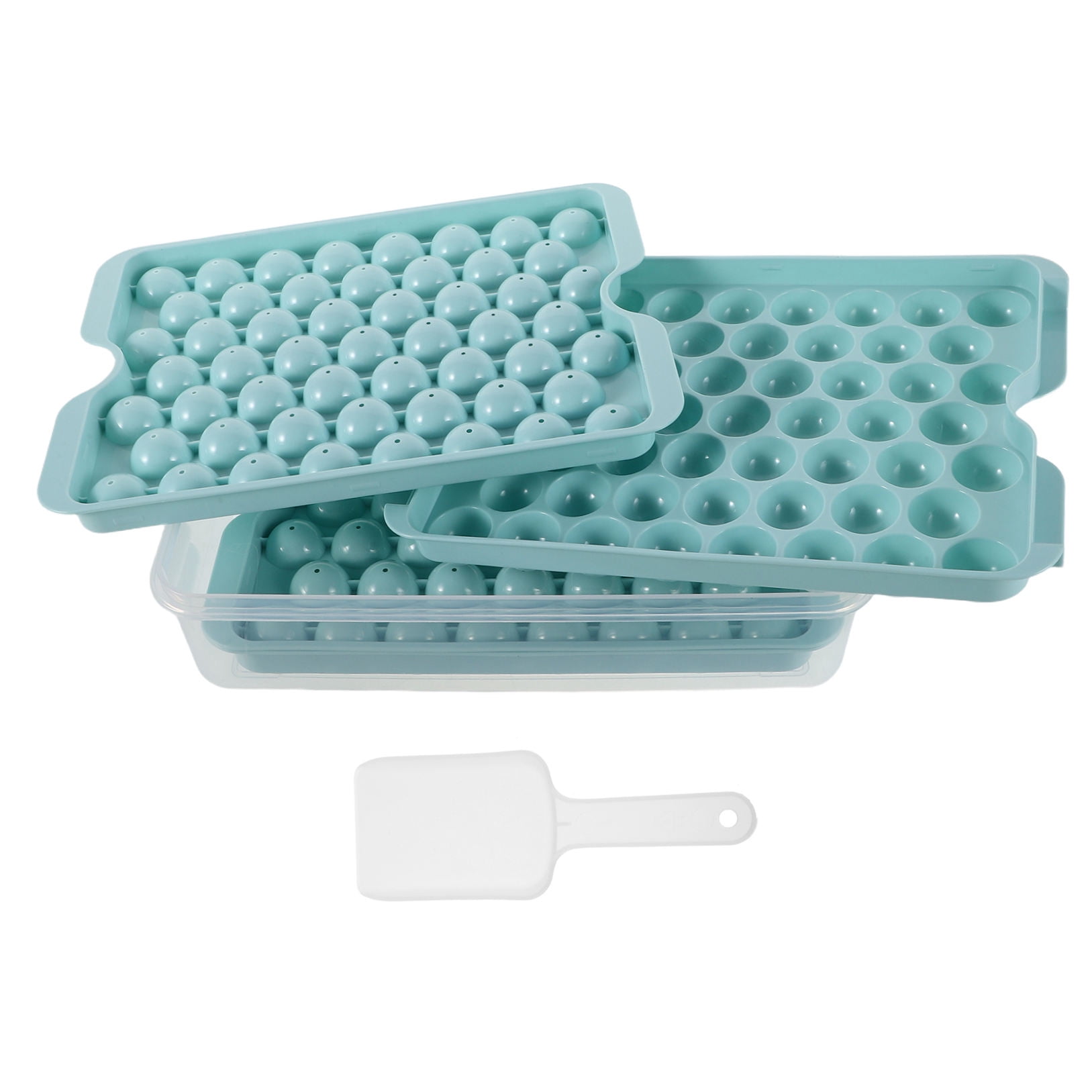 Masteelf 1 Set Ice Sphere Maker Press To Release Ice Tray With Lid Ice Ball Molds Reusable Ice Moulds Press To Release Ice Tray With Scoop