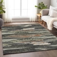 thumbnail image 4 of HomeRoots 674987 9 x 12 ft. Charcoal Ivory & Copper Abstract Washable Machine Made Rectangle Area Rug with UV Protection, 4 of 7