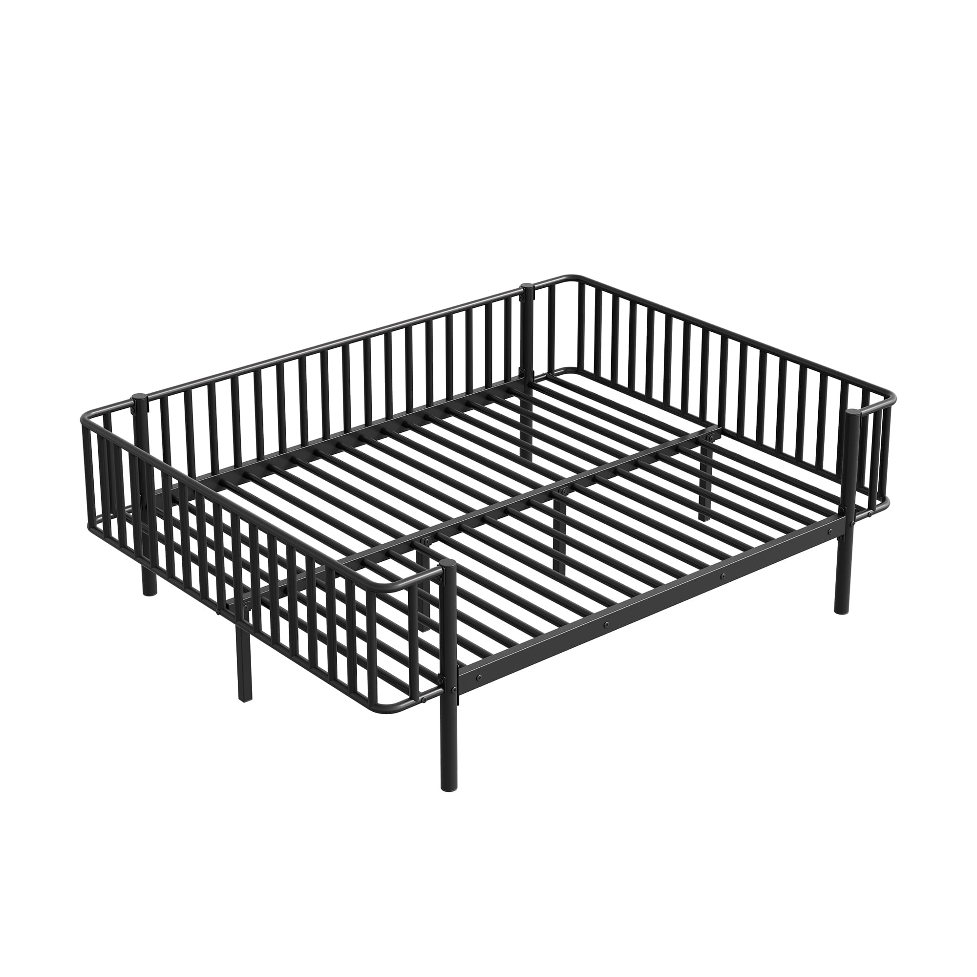 Euroco Metal Full Size Daybed, Sturdy Metal Sofa Bed with Guardrails, No Box Spring Needed, Black