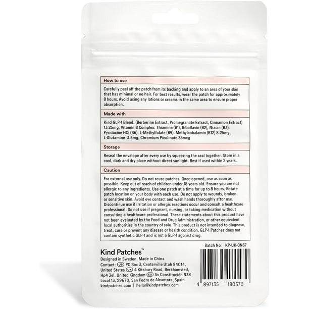 GLP-1 Patches with L Glutamine, Berberine, Chromium, Pomegranate and  Cinnamon - 30 Count