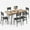 Retro Brown, variant on Lofka 63” Kitchen Table and Chairs Set for 6, Lofka Extendable Dining Table Sets with 6 PU Leather Seating Chairs, Black