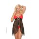 thumbnail image 1 of Babydoll de gasa estilo halter con cinturón adjunto con hebilla y tanga a juego - 1X Elegant Moments 4432X-1X, 1 of 2