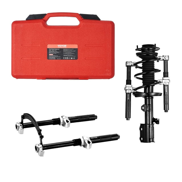 VEVOR Herramienta de compresor de resorte helicoidal, 2 piezas de compresor de resorte Macpherson resistente, compresor de resorte de 2646 libras con soporte de seguridad y estuche de transporte