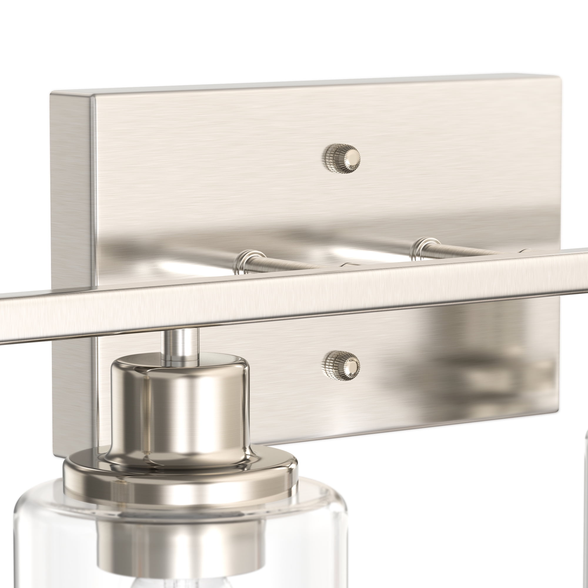YANSUN 31.5 in 4-Light Brushed Nickel Industrial Bathroom Vanity Light with Clear Glass Shades, for Bedroom, Bathroom, Powder Room, Vanity Table