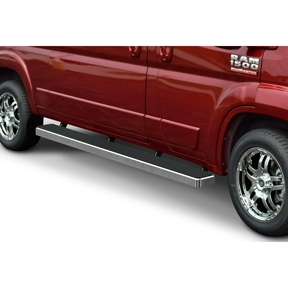 2014-2019 Dodge Promaster Van 118 Inch Wheel Base (Full Size) (Driver 31 Inch/Passenger 96 Inch), 3 Doors Only Hairline Finish 6 Inch Van Door to Door Side Bar Side Step Running Board