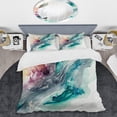 thumbnail image 2 of Designart "Turquoise Revelry - Shades of Blue Celebration III" Abstract Liquid Ink Bedding Covert Set - Modern Blue Abstract Bed Set With 2 Shams, 2 of 6