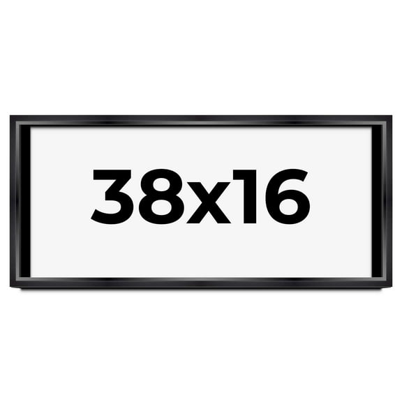 38x16 Shadow Box Frame Black | 1.25 inches Deep Real Wood Contemporary Shadowbox Display Frame | UV
