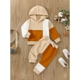 thumbnail image 5 of Bagilaanoe 2Pcs Toddler Baby Girl Boy Long Pants Set Contrast Color Long Sleeve Hoodies Pullover Tops + Trousers 6M 12M 18M 24M 3T 4T Kids Fall Casual Sweatsuit, 5 of 9