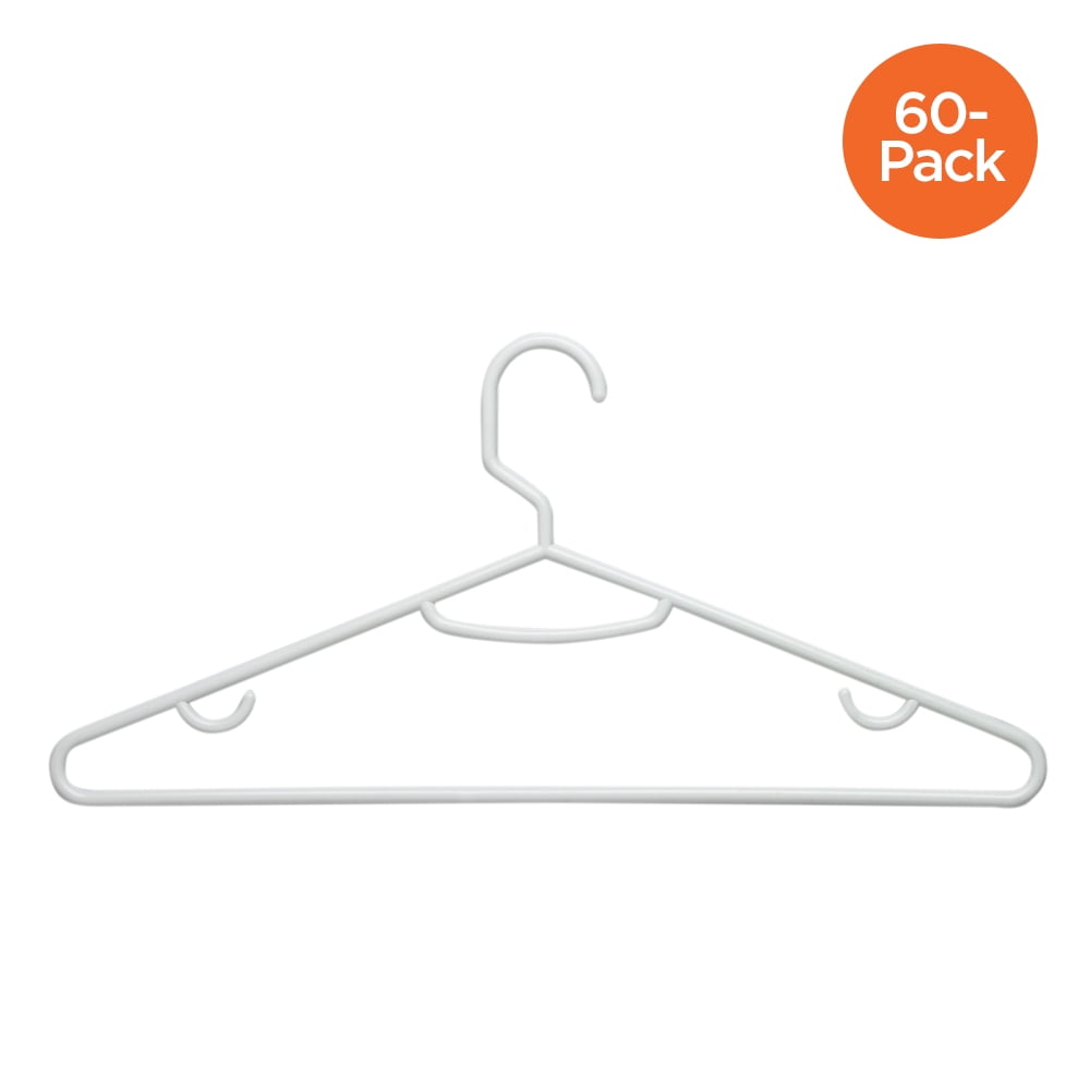 Bulk Plastic Tubular Hangers 60 Pack Black Adult 16.5 inch Light Weight Durable 