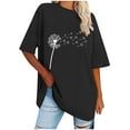 thumbnail image 2 of WREESH Casual Graphic Crew Neck T-Shirts Women's Loose Short Sleeve Oversized Tops Black, 2 of 5