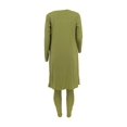 thumbnail image 4 of Casual Ribbed 3pcs Set, Crop Tank Top + High Waist Drawstring Pants + Longline Cardigan Outfits, Women's Clothing, 4 of 11