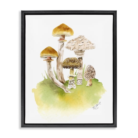 Stupell Industries Farmhouse Sprouting Brown Mushrooms Black Floating Frame Canvas Art, 17 x 21, by Two If By Sea Studios