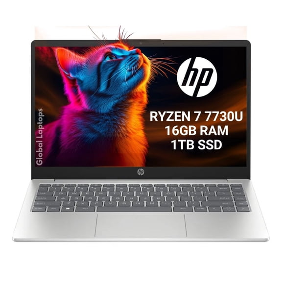 Hp Ryzen 7 7730u 16gb Ram 1tb Ssd Pantalla 14 Amd Radeon Graphics Laptop Gamer 14-em0085 Con Regalo negro 14