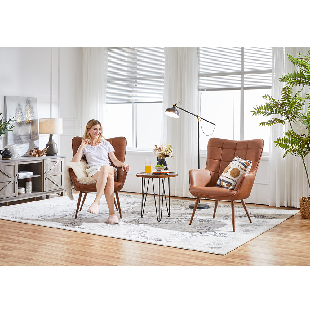 Alden Design Mid-Century Wingback Accent Chair, Brown photo 8