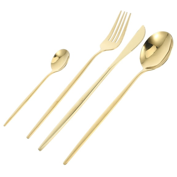 FRCOLOR Stainless Steel Kitchen Utensils Set Golden Color Elegant Design for Food Use 6Piece Serving Set