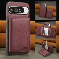 2 In 1 Function Wallet Case for Google Pixel 10 / 10 Pro Compatible with MagSafe for Men Women, Detachable Magnetic Wallet Phone Case with Card Slots Holder, Support Magnetic Car Mount - Winered