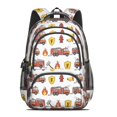 thumbnail image 2 of Fireman and Shield White Pattern Cute School Backpack Bag with Padded Back and Adjustable Shoulder Straps 16.9 X 12.6 X 5.9 Inches, 2 of 5