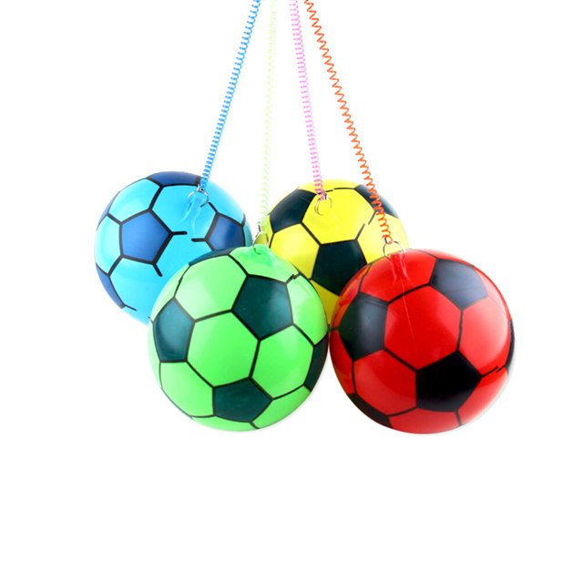 KAKOWELY inflatable ball Thickened Inflatable PVC Football Toy Ball Beach Toy Ball Practice Playground Toys for Kids Outdoor Games (with Chain, Not Inflatable, About 20cm, Random Color)
