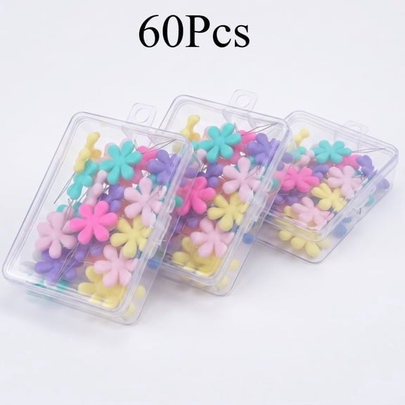 60 Pcs Colorful Flower‑Shaped Plastic Needle Threaders, Sewing Threader Tools with Storage Box for Hand Sewing and DIY Craft Projects