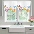 thumbnail image 5 of Country Watercolor Tie Up Curtain 54 Inches Long, Florals Sunflower Wildflowers Butterfly Balloon Style Kitchen Window Curtain Over Sink, Small Window Rod Pocket Curtain 42"x54", 5 of 9