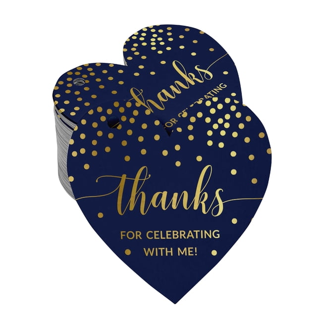 Inkdotpot Pack Of 50 Real Gold Foil Paper Tags Thanks For Celebrating With Me Birthday Favor Hang Tags