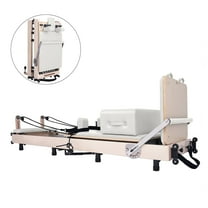 Fitop Pilates Reformer, 93" Maple Pilates Machine Bed, Studio-Level Yoga and Strength Training Equipment White