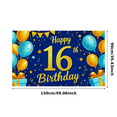 thumbnail image 3 of Blue Golden Glittery 16th Birthday Backdrop Banner with Balloons Stars and Gifts Party Supplies Photography Props Birthday Decoration for Birthday Party Decorations, 3 of 7