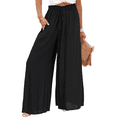 thumbnail image 2 of SOMER Women's Wide Leg Palazzo Pants Elastic High Waist Drawstring Trousers with Pockets Dressy Casual Flowy Lightweight Comfortable Lounge Pants, 2 of 8