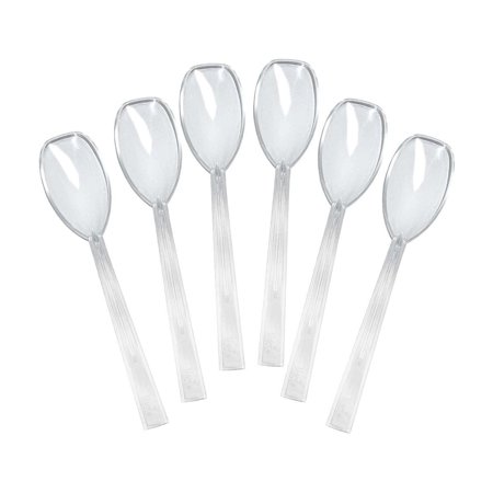 Party Essentials Hard Plastic 9 in. Serving Spoons, Clear, 12 Count