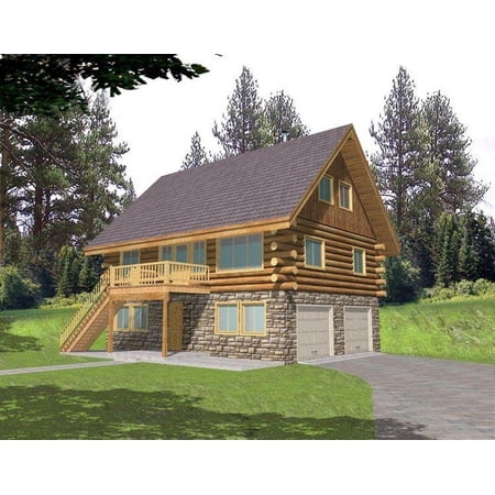 001-1049: Log Cabin 1 Bed, 1 Bath Luxury Home Plan, 2499 Sq Ft: Full Blueprints with License to Build by Home Plan Marketplace - Lesuto