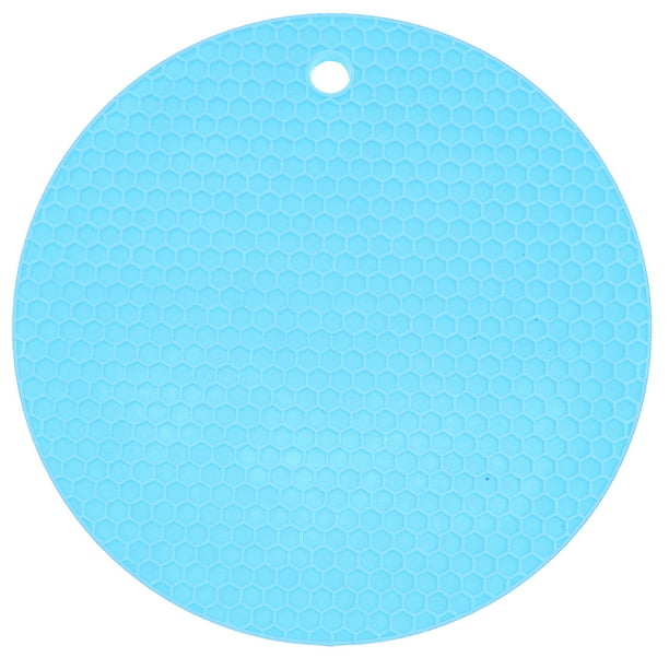 Estera de forma redonda, mantel individual de silicona engrosada de grado alimenticio, almohadilla aislante, estera para horno microondas, azul