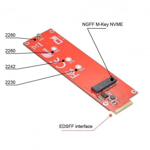 Xiwai Card NVMe NGFF M-key 4X Host Adapter to Ruler 1U GEN-Z EDSFF Short SSD E1.S Carrier Adapter