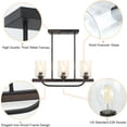 thumbnail image 6 of Depuley 3 Light Glass Shade Pendant Light Black Flush Mount Ceiling Light Fixture Rustic Farmhouse Track Ceiling Light, Adjustable, E26 Socket, 6 of 9