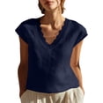 thumbnail image 2 of Roncen Linen Blouse Soft Cap Sleeve Tops for Women Summer V Neck Tank Tops Dressy Casual Shirts Trendy, 2 of 8