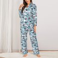 thumbnail image 2 of Honeii Boat In Ocean print Women's Pajama Sets Long Sleeve Button Down Sleepwear Nightwear Soft Pjs Lounge Sets-X-Large, 2 of 7