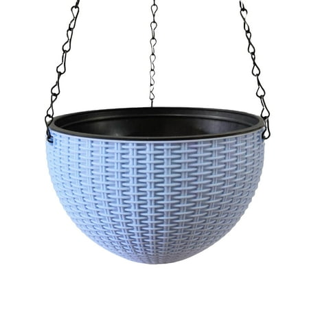 Pudcoco Household Hanging Flowerpot Woven Planter Flower Basket with Removable Chain for Garden