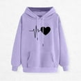 thumbnail image 2 of Dezsed Womens Oversized Hoodies Fleece Sweatshirts Casual Long Sleeve Print Hooded Sweatshirt Tops with Pocket A-Purple XXL, 2 of 4