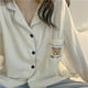 thumbnail image 4 of Pijama de mujer otoño e invierno cárdigan ins dulce simple estudiante oso lindo dibujos animados primavera ropa de casa traje, 4 of 6
