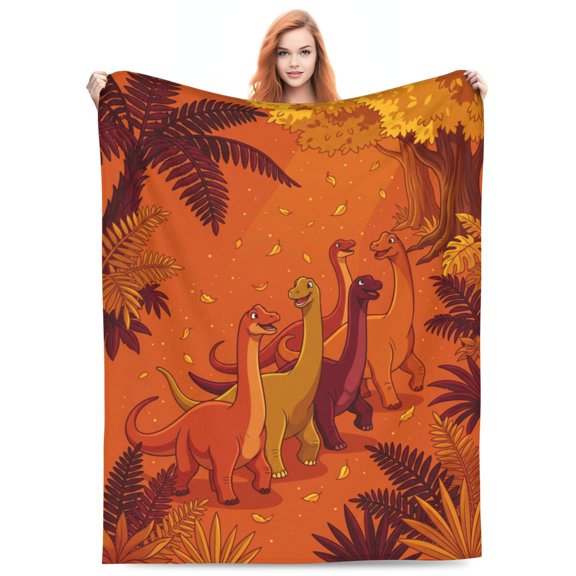 Dinosaur Throw Blanket, Dino Flannel Blanket, Warm Cozy All Season Throw for Sofa, Couch, Chairs and Bed 50x40