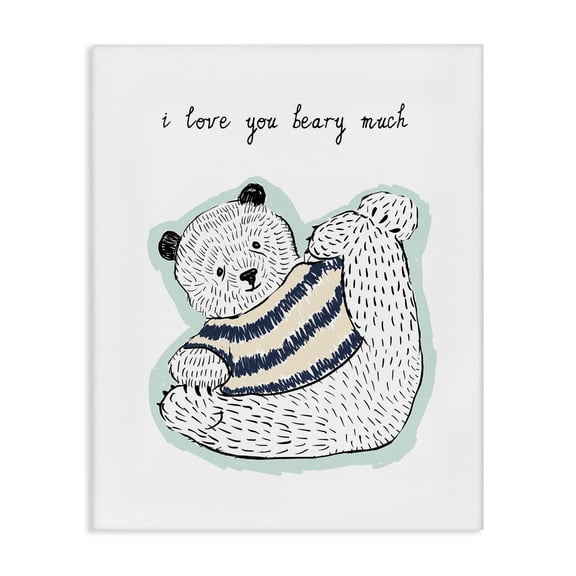 Stupell Industries Bohemian I Love You Beery M,. Much Cartoon Sweater Bear Canvas Art, 24 x 30, by Lil' Rue