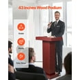 thumbnail image 2 of VEVOR Podium Stand, 41-Inch Wooden Lectern, Laptop Desk with Wide Reading Surface and Storage Shelf, Edge Stopper, Elegant Design, Flool-Standing, for Classroom, Conference, Church, and Presentation, 2 of 9