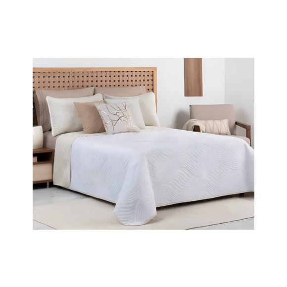 Edredón Xtellar Ligero Doble Vista Real Textil + 2 Fundas de Almohada, Juego de Colcha Matrimonial, Color Blanco