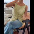 thumbnail image 4 of Camiseta de Tirantes para Mujer, , con Botones, Asimétrica, Estilo Y2K, para Salir. Verde S, 4 of 10