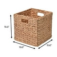 thumbnail image 4 of happimess BSK2004A-SET5 Bryce 10.63" Classic Farmhouse Handwoven Hyacinth Collapsible Storage Cube Baskets with Handles, Natural (Set of 5), 4 of 7