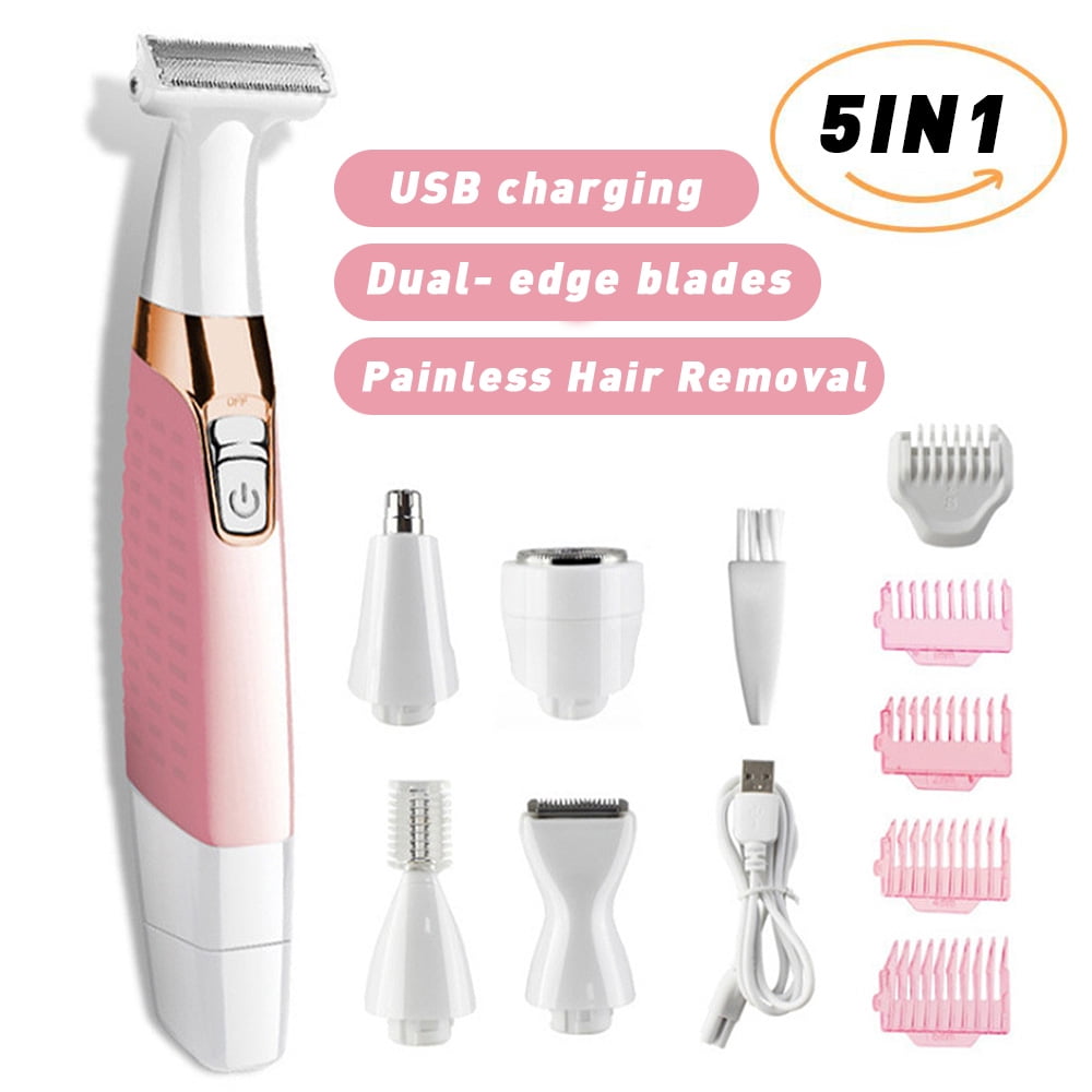 OUSITAI 5 in 1 Women Electric Razor Painless Nose Trimmer Eyebrow Hair Shaving Removal