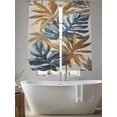 thumbnail image 5 of Navy Blue Brown Sheer Curtains 63 Inch Length 2 Panels Set, Vintage Elegant Botanical Palm Leaves Voile Window Treatment Rod Pocket Curtains Sheers Drapes for Bedroom/Living Room/Kitchen 52x"63"x2, 5 of 7