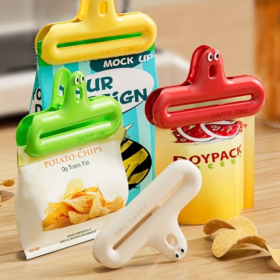 4-Pack Heavy Duty Stainless Steel Bag Clips – Strong Grip Food Sealing Clips for Coffee, Snacks, Chips & Freezer Bags – Rustproof, Serrated Edge, Hanging Hole for Easy Storage