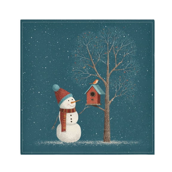 Napkin Satin Napkin 20*20 Inchx1 Kitchen Towel Dinner Plate Towel Decorative Towel Napkin Tea Towel Suitable For Kitchen Table Cute Christmas Snowmen and Bird