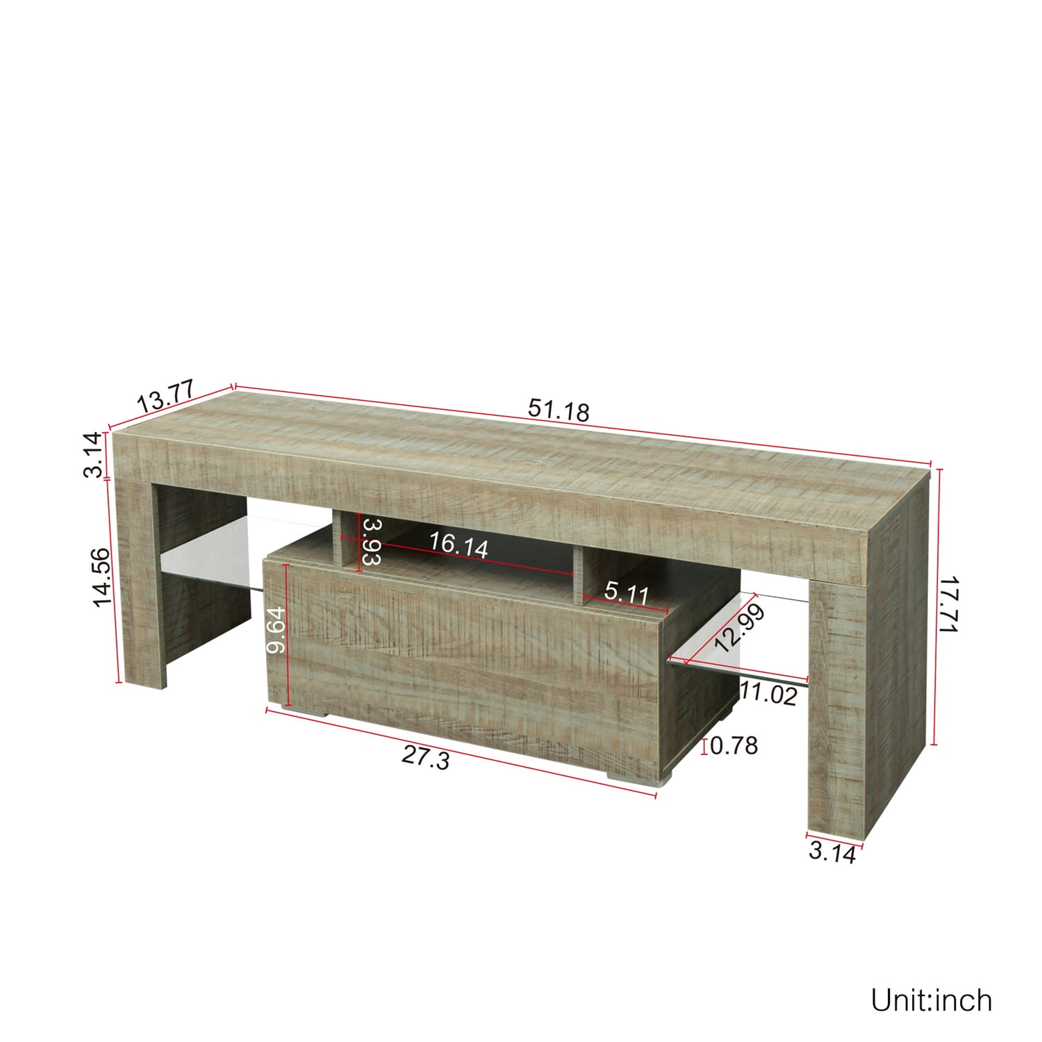 Kadyn LED Tv Stand for 55" Tv, Farmhouse Entertainment Center with LED Lights, Tv Console for Home, Gray Kadyn LED Tv Stand for 55" Tv, Farmhouse Entertainment Center with LED Lights, Tv Console for Home, Gray